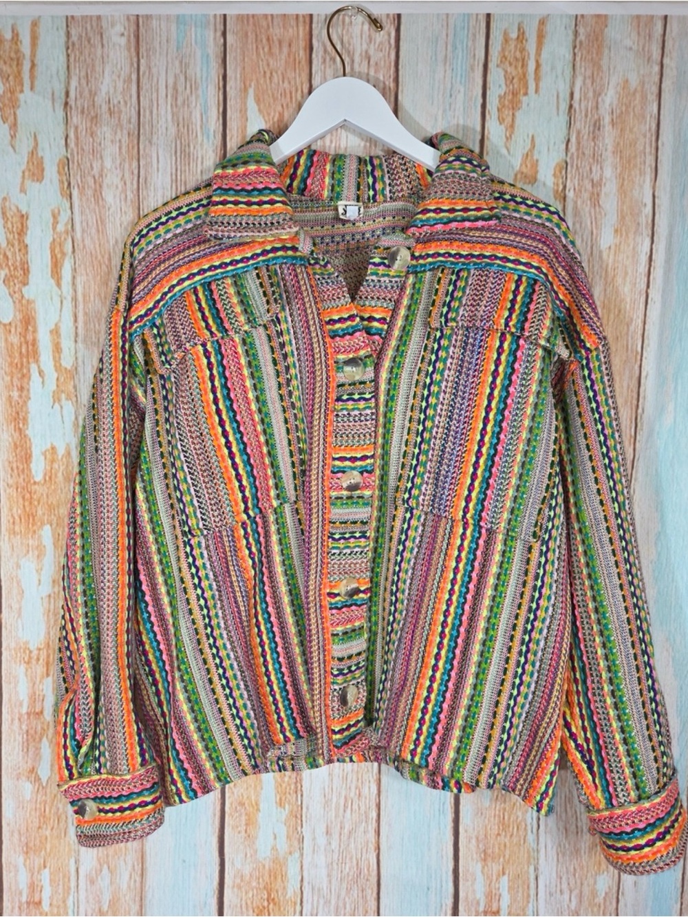Ivy Jane Multicolor Woven Boho Jacket Size Small